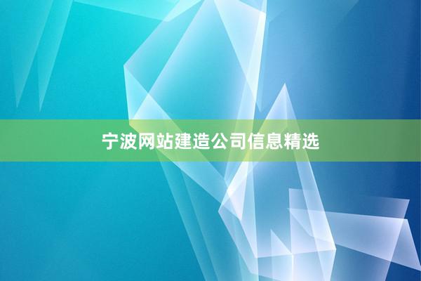 宁波网站建造公司信息精选